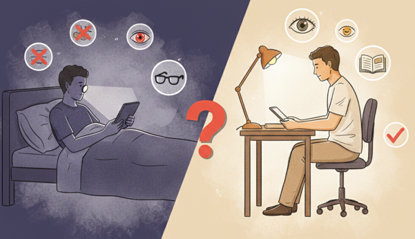 Mitos atau Fakta: Benarkah Membaca Sambil Tiduran dan di Tempat Gelap Bisa Merusak Mata Secara Permanen?